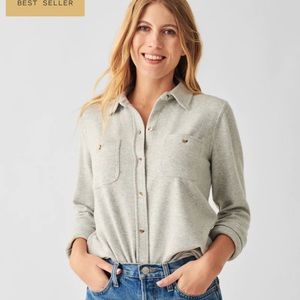 Faherty Women’s Legend sweater shirt, light Heather gray